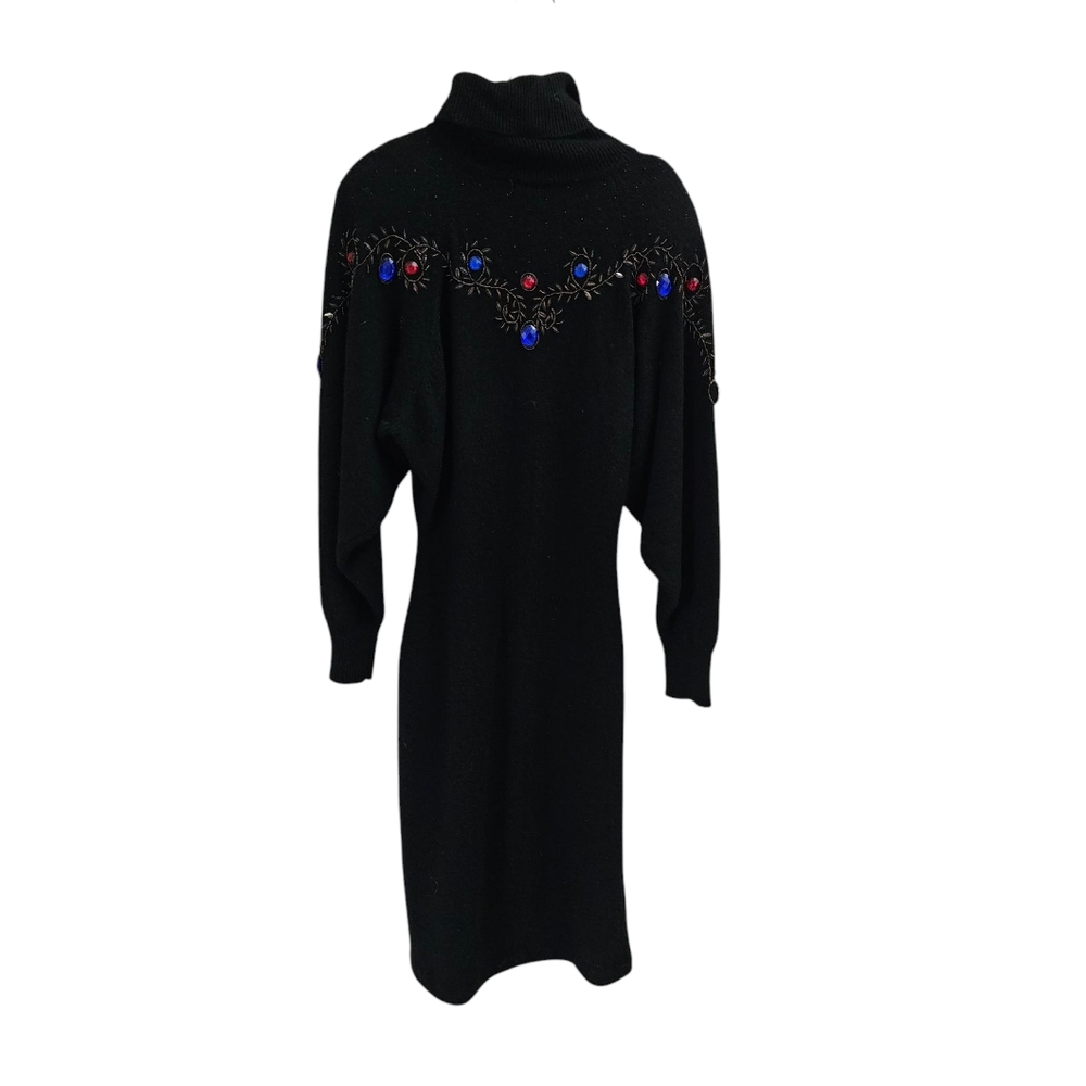 Vintage SSG by Catherine Lover, Black Lambswool Long Sleeve Dress Med
